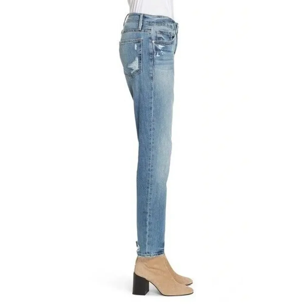 $240 FRAME LE BOY Distressed Boyfriend Jeans in Beckham Designer Mid Rise 27 - Picture 2 of 11